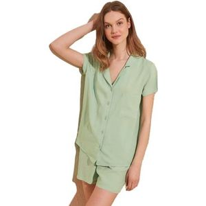 Trendyol Mint Viscose Woven Pajamas complete set voor dames, Munt, XL
