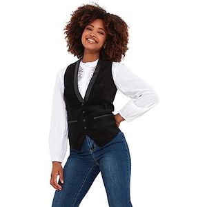 Joe Browns Dames zwart fluweel satijn trim V-hals vest, zwart, 6, Zwart, 32