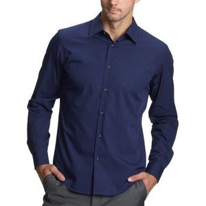 ESPRIT solid shirt H61953 Herenoverhemden/business, blauw (411), 46