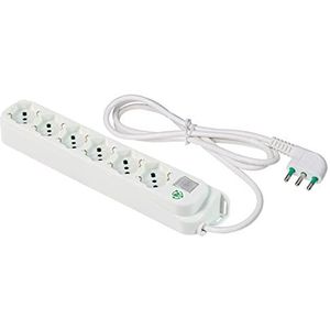 FANTON 47430ECO 6-zits meervoudige stekkerdoos OMEGA ECO RELIFE 6 twee-pass-stopcontacten/Schuko 2P + T 16A kabel 1,5m teamstekker groot 16A + bipolaire lichtschakelaar