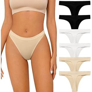 SHARICCA Seamless Thongs for Women Sexy Breathable No Show Thong Underwear Women Multiple Pack, L, 6P03