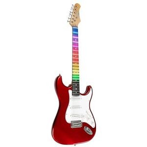 EKO Gitaar – S-300 Chrome Red Visual Note, elektrische gitaar ""Visual Note"", populier, esdoorngreep, hars-toetsenbord, Visual Note-folie, verbonden met de app, kleur chroom rood