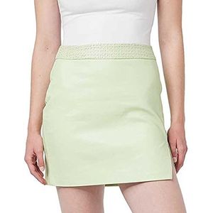 Pepe Jeans - Minirok - Groen - Structuurstof - Leren Effect