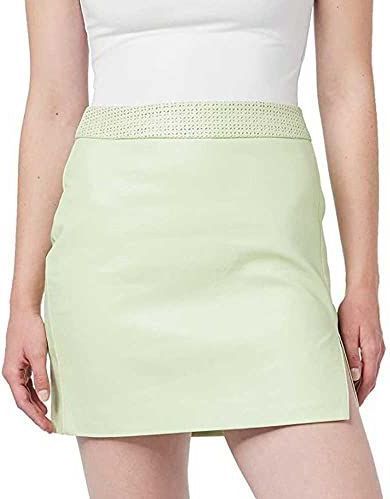 Pepe Jeans - Minirok - Groen - Structuurstof - Leren Effect