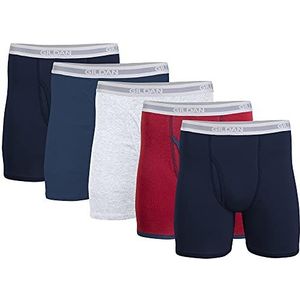 Gildan Herenondergoed boxershorts, multipack retroshorts (verpakking van 10 stuks), marineblauw/Heather Navy/Sport Grey/Dot/Navy (5-pack, klassieke lengte), M