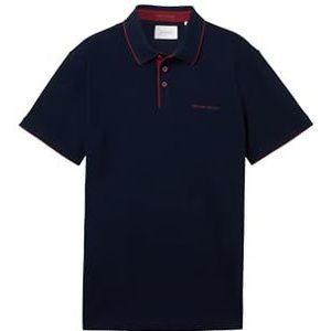 TOM TAILOR Basic Piqué poloshirt voor heren met logo-print, 10668 - Sky Captain Blue, M