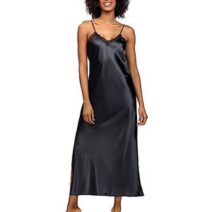 DKaren Abeni Nachthemd voor dames, nachtkleding, kant, gebloemd, strik, zwart, XL