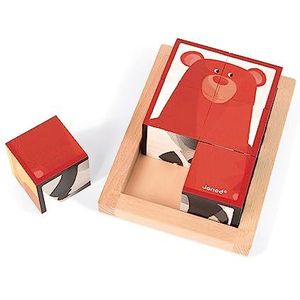 Janod - 6 Forest Blocks in Wooden Box FSC - Wooden Early - Learning Toy - Educational Game - Fine Motor Skills - 12 Months - J08200