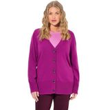 Ulla Popken - Gebreid Vest - Bessen - V-hals - Lange Mouw