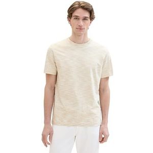 TOM TAILOR Heren T-shirt, 35771 - Beige Streaky Melange, XL