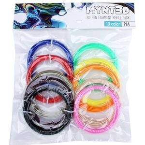 MYNT3D PLA 3D Pen Filament Refill Pack (10 Kleur, 3m elk)