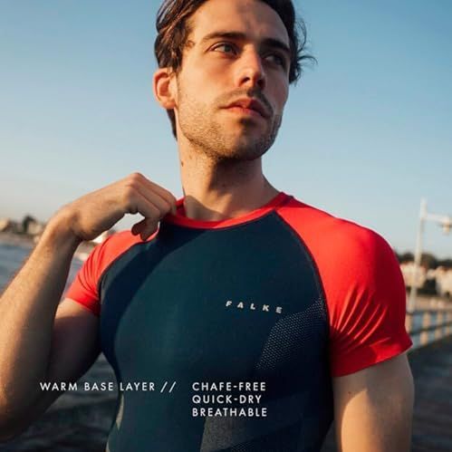 FALKE Heren Top van onderlaag Warm Round Neck M S/s Ts functioneel materiaal sneldrogend 1 stuk, Groen Holly 7385, S