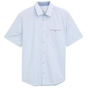 Tom Tailor - Herenhemd - Poederblauw - 1046089 - Korte Mouwen - XXL