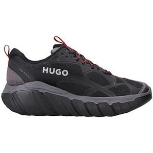HUGO Xeno Runn sneakers voor heren van verschillende materialen met Chunky-zool en transparante mesh-maat, zwart, 46 EU