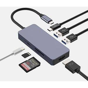 USB C Hub, Tymyp USB C Docking Station Laptop 7-in-1 Multiport USB-adapter met HDMI, 100W PD, 2 USB A3.0, USB C 3.0, SD/TF Dock voor Dell/HP/Lenovo/Mac Book Pro