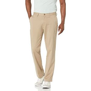 Nautica Men's Classic Fit Flat Front Stretch Solid Chino Deck Pant, True Khaki, 33W 32L