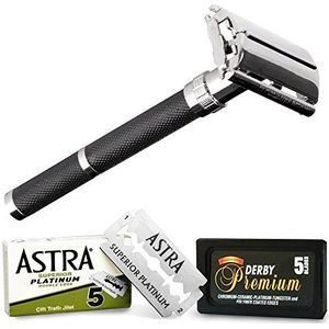 Parker-Astra-Derby scheerapparaat en scheermesjes 96R, 1 verpakking met 2 stuks