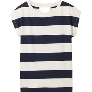 TOM TAILOR Oversized T-shirt met print voor meisjes en kinderen, 35537 - Navy White Streep, 164 cm