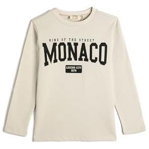 Koton Boys's Long Sleeve Crew Neck City Thema Gedrukt Katoen T-shirt, Grijs (035), 4-5 Jaar