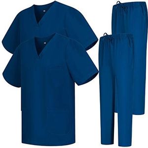 MISEMIYA Uniform Scrub Set Unisex Bz-2-6801-6802, Set van 2, Blauw, Maat XS