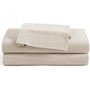 Tommy Hilfiger - Lakenset - Beige - Katoen Gewassen Percal Beddengoed met Kussenslopen