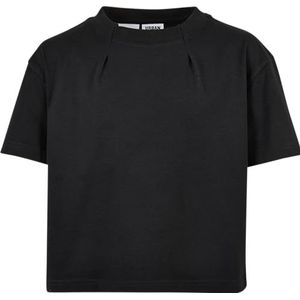 Urban Classics T-shirt voor meisjes, organisch, oversized, pleat tee, zwart, maat 158/164, zwart, 158/164 cm