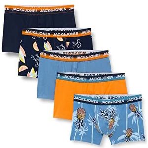 JACK&JONES Heren JACSUMMERVIBES Trunks 5 Pack Boxer Shorts, Navy Blazer/Pack: Coronet Blue-Navy Blazer-Sun Orange-Coronet Blue, S
