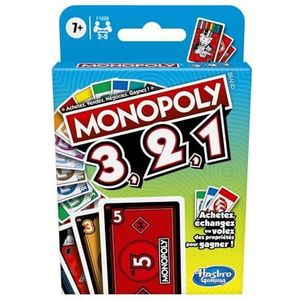 Monopoly 1,2,3 Bid kaartspel, snel te spelen kaartspel voor 4 spelers, spel voor families en kinderen vanaf 7 jaar - Franse Editie