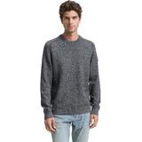 Tom Tailor - Gebreide Trui - Navy Multicolor Structure - Lange Mouwen - Regular Fit