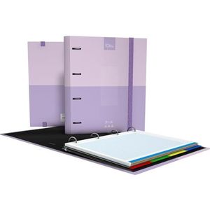 Grafoplás Kuru Ordner met 4 ringen, A4, lavendel, inclusief reserverooster 5 x 5 gekleurde rand, papier 90 g, tabbladen, ergonomisch gebogen rug, perfect schoolmateriaal
