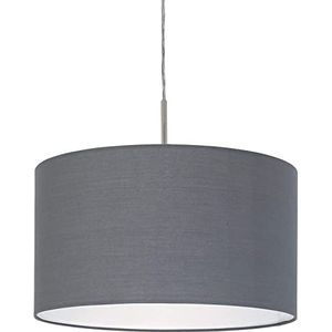EGLO hanglamp PASTERI, 1 lichtbron textiel pendelarmatuur, hanglamp van staal en stof, kleur: nikkel mat, grijs, fitting: E27, Ø: 38 cm