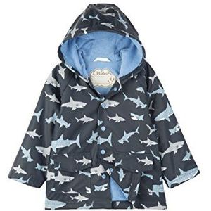 Hatley Jongens Bedrukte Regenjas, Blauw (Shark Frenzy), 4 Jaar