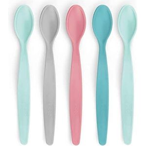 Reer 23022 BabySpoon voederlepelset, 5 stuks, verschillende kleuren, babyllepel, voederlepel met extra lange handgreep, meerkleurig, 453 g