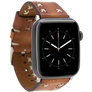 Burkley Lederen armband voor Apple Watch in 38/40 mm en 42/44 mm vintage horlogebandje, wisselarmband, reservearmband, compatibel met alle Apple Watch, handgemaakt (42/44 mm, bruin - BA11)