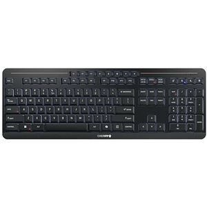 CHERRY STREAM KEYBOARD ULTIMATE, Draadloos Toetsenbord voor Maximaal 4 Apparaten, US Indeling (QWERTY), Bluetooth, 2,4 GHz & Kabel, Met Verlichting, Zwart