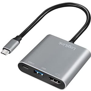 LogiLink UA0390 - USB 3.2 Gen1 Type-C naar HDMI & USB-adapter, 4K, PD (Power Delivery), 0,15 m