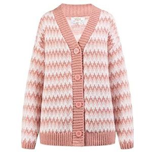 IMANE Gebreid damesvest met knopen 15525004-IM01, roze meerkleurig, XL/XXL, Roze, meerkleurig., XL/XXL