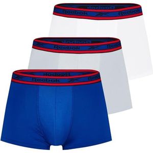 REEBOK Boxershorts voor heren, blauw/wit/grijs boxer, wit/blauw (White/Vector Blue/Pure Grey), L