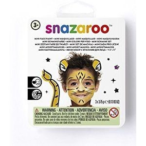 Snazaroo 1172081 Mini Face Paint Tijger - 3 kleuren Set, Geel, Wit, Zwart, 1 penseel, 1 spons - met instructies