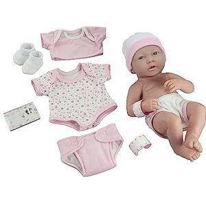 JC TOYS - La Newborn pasgeborenen, 38 cm, zacht vinyl, inclusief kleding en 8 accessoires, roze, ontworpen in Spanje door Berenguer, 2 jaar