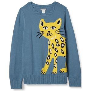 Amazon Essentials Trui met ronde hals voor meisjes, Blauwe Kat, 2T