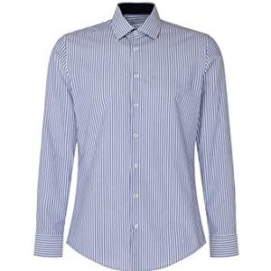 Seidensticker Men's Slim Fit shirt met lange mouwen, blauw, 45, blauw