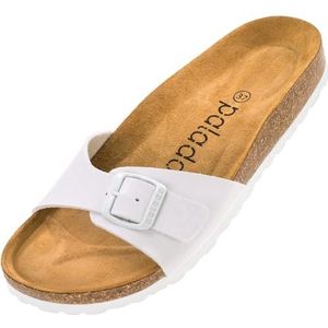 Palado Malta Damesslippers, sandalen, met verstelbare gesp, pantoffels, met kurken voetbed en leren loopzool, 40 EU