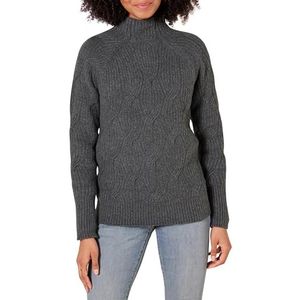 Amazon Essentials Dames Soft Touch Trechter Neck Kabel Trui, Houtskool Heather, X-Small