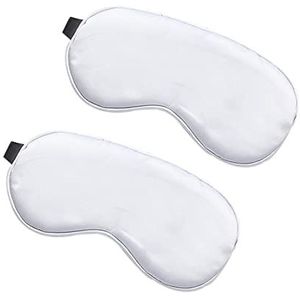 WIZBIOTECH Lichtblokkerend oogmasker, nachtmasker, 100% huidvriendelijk, zijde, geurneutraal, slaapbril met verstelbare riem, verpakking van 2 stuks, voor mannen, vrouwen en kinderen, wit