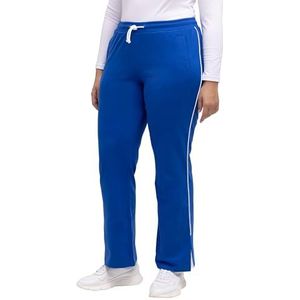 Ulla Popken Joggingbroek voor dames, grote maten, plus size, zoomsplit, bies, elastische band, koord 812957, koningsblauw, 32W x 32L