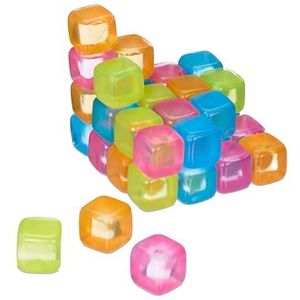 Relaxdays herbruikbare ijsblokjes, set van 36, XXL ijsklontjes van plastic, voor koele drankjes, vierkant, gekleurd