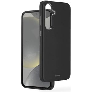 Hama Hoes voor Samsung Galaxy S24 (kunstleer, metaal, elegante telefoonhoes voor achterkant, extra bescherming voor camera en display, draadloos opladen, zacht, gerecycled), zwart