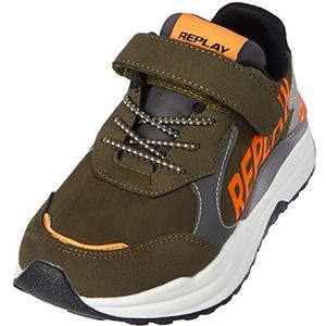 Replay Merak Jr-Lace Up Shoe Boy Sneakers voor jongens, 3116mil groen fluo oranje, 36 EU