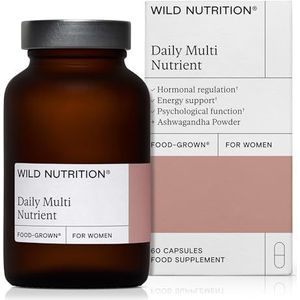 Wild Nutrition Voedsel Grown Daily Nutrient Women's Multivitaminen 30x, multivitaminen voor vrouwen, het verstrekken van een volledig spectrum van vitaminen om drukke levensstijlen, gezonde hormooncycli te ondersteunen Energie en immuniteit